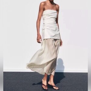 Zara Combination Strapless Midi Dress - XS